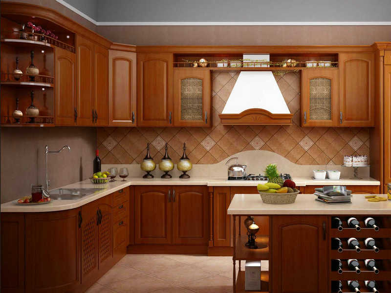 solid Wood Modular Storage Kitchen Cabinet