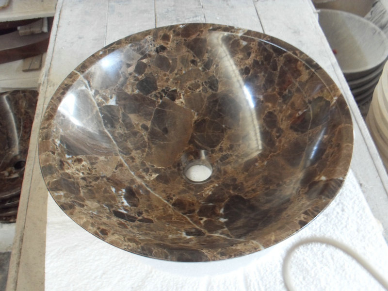 Dark Emperador Marble Cabinet Basin